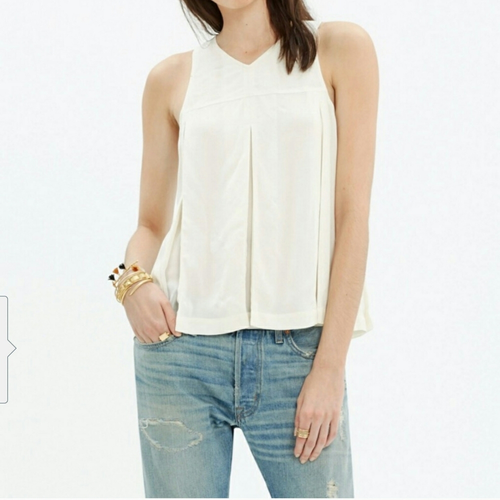 Madewell Trapeze Crop Tank in Ivory